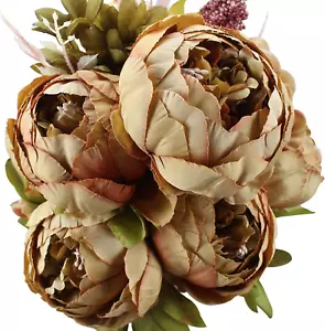 Fake Flowers Vintage Artificial Peony Silk Flowers Wedding Home Decoration,Pack  - Picture 1 of 6