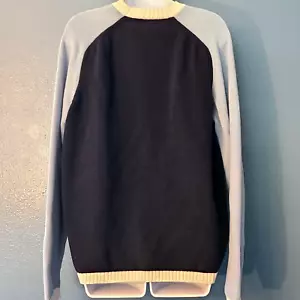 Vintage 90s Structure Men’s Sweater L Blue/Navy White Trim Cotton Knit - Picture 1 of 12