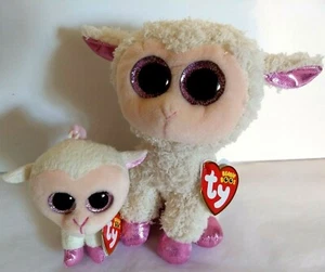 Juego de 2 peluche Ty Beanie Boos de cordero de 6"" y clip a juego de 3 - Imagen 1 de 9