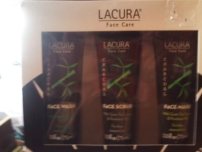 Lacura Face Care Kit, Charcoal Face Wash, Scrub, & Mask. 3 Step Cleansing & Care - image 1 of 2