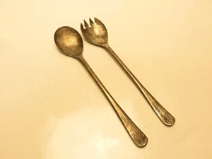 W.A. Italien versilbert Salat Gabel & Löffel Servier Set Muschel Muster 9" AA1B - Bild 1 von 3