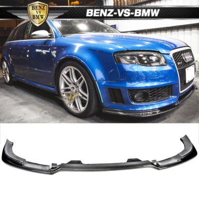 Fits 06-08 Audi A4 B7 Sedan Carbon Fiber CF Front Bumper Lip Chin Spoiler - Image 1 of 4