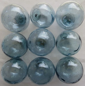 Japanese GLASS Fishing FLOATS 3-3.5" LOT-9 SMOKY BLUE Authentic Vtg USA BZ - Picture 1 of 14