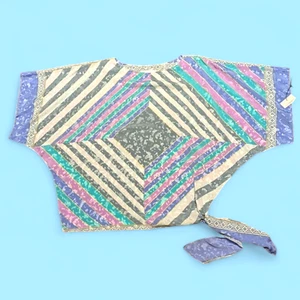 Vintage Deadstock 80er 90er La Negligee Fledermaus Poncho Bluse mit seitlichem Binden Einheitsgröße Pastell 4E - Bild 1 von 12