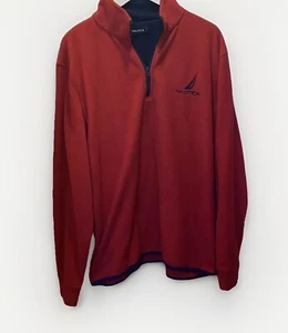Camisa Pullover Nautica 1/4 Cremallera Polar XL Vintage Años 90 Rojo Nautech - Imagen 1 de 7