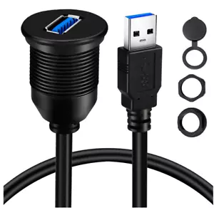 BATIGE Single Port USB 3.0 Male to Female AUX Car Mount Flush Cable Extension - Picture 1 of 5