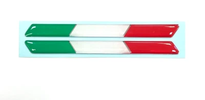 JAKEDESIGNS 2 x 97mm SLIMLINE ITALY FLAGS - ACABADO GEL ABOVEDADO BRILLANTE Pegatinas/Calcomanías - Italianas