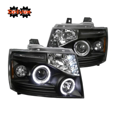 Faros LED halo proyectores negros para Chevy Avalanche Tahoe Suburban 07-13 Foto 1 de 4