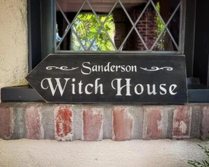 Sanderson Witch House, Custom Colors, Solid Wood and Paint Pointing Arrow - Picture 1 of 10