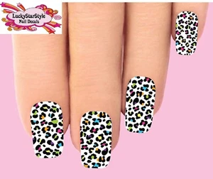 Wasserrutsche Voll Nagel Aufkleber 10er Set - Bunte Leopardenmuster Punkte - Bild 1 von 1