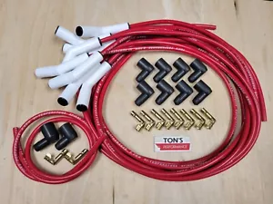 Universal 45* Ceramic Red 8mm Spark Plug Wire Kit v8 Socket Points Ford Chevy v8 - Picture 1 of 1