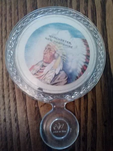 Vintage Manchester NH Souvenir Taschenspiegel mit indianischen Erinnerungsstücken - Bild 1 von 2