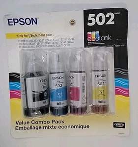 Epson 502 Color Tintenkombination für ECO-TANK ET-2980 3950 4950 Drucker-OEM-4PK Ex 6/28 - Bild 1 von 3