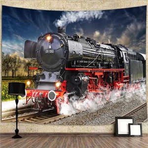 Dampfzug Poster XXL Wandteppich Wandbehang Fototapete Wandtapete Hintergrund - Bild 1 von 7