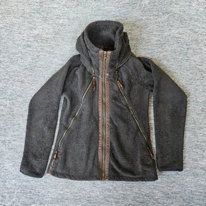 KUHL Jacket Womens Medium Grey FLIGHT Sherpa Fleece Zip Hide Hood Outdoor Hike - Picture 1 of 15