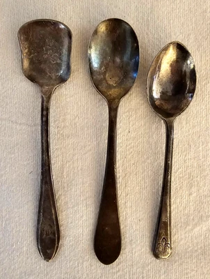 Vintage Lot of 3 Dessert Spoons Victor S. Co. And L&B EPNS And Other  - Image 1 of 4