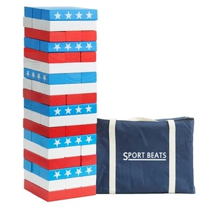 Flag Large Tower Game Outdoor Games 54 Blocks Stacking Game Includes Carry Bag - Picture 1 of 5