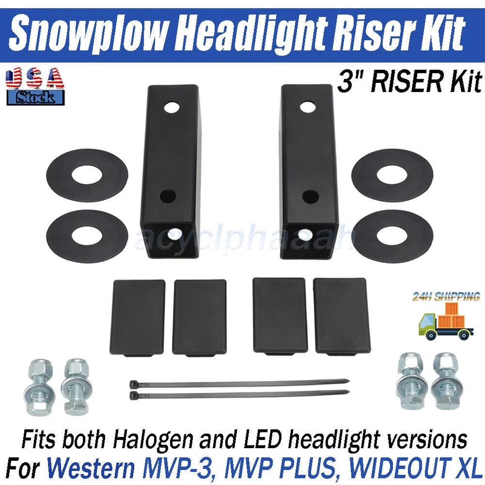 For Western Snowplow Headlight 3" Riser Spacer Kit MVP-3, PLUS (powder-coated) Foto 1 de 4
