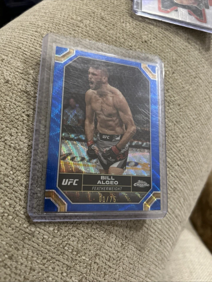 2024 UFC Topps Chrome BILL ALGEO Blue Wave Refractor 1/75 BOOKEND - Image 1 of 1