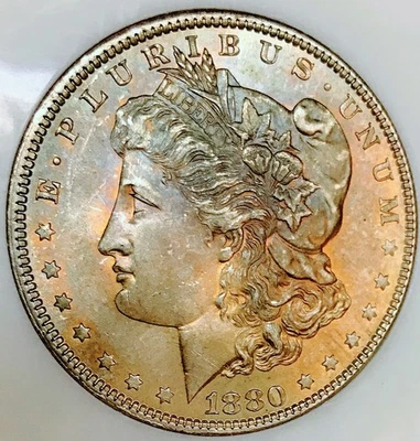 1880 P MORGAN FLAWLESS GEM BU++++BEAUTIFUL RAINBOW OBV! TOP NOTCH NR #64096 - Image 1 of 3