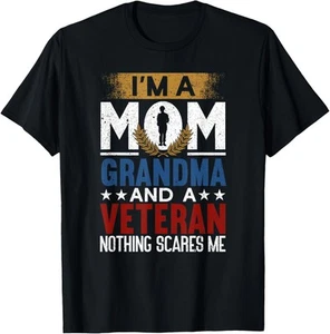 Mom, Grandma And A Veteran | Proud American Veteran Mom T-Shirt Hoodie - Picture 1 of 12