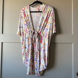 Mara Hoffman Swimsuit Coverup One Size Front Tie Geometric Kimono Beach Lounge - Picture 1 of 8