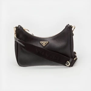 PRADA RE-EDITION 2005 SAFFIANO LEATHER BAG WITH CROSSBODY STRAP, BLACK - Picture 1 of 4