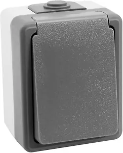 Feuchtraum Steckdose McPower "Secure", 250V~/16A, IP44, AP, grau - Bild 1 von 3