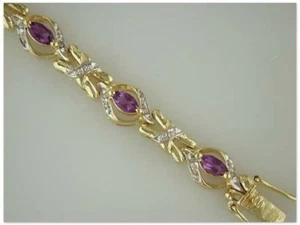 AMETHYST & DIAMOND TENNIS BRACELET - Picture 1 of 1