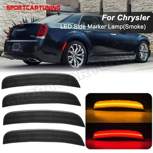 Smoked LED Front & Rear Side Marker Lights For 2015-2023 Chrysler 300 300C 300S - Picture 1 of 12
