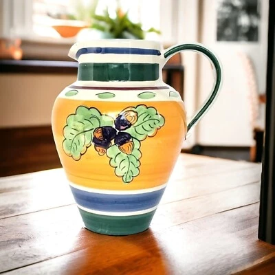 Jarrón/jarrón estilo toscano Pier 1 10" amarillo/dorado, púrpura, uvas, verde, hojas Foto 1 de 4