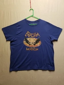 weird fish blue batman spoof t shirt mens size 2XL Batclam clam bat cotton - Picture 1 of 12