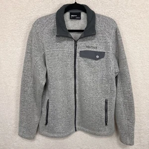 Marmot Poacher Pile Wool Blend Knit Jacket Mens L Oatmeal Quick Dry  Full Zip - Picture 1 of 13