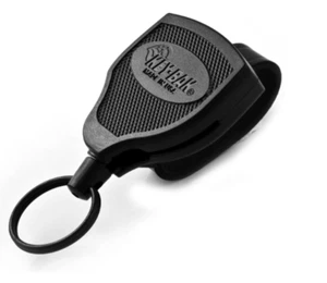 Retractable Key Holder Steel Belt Clip Heavy Duty 48 Locking Keychain Black - Picture 1 of 6