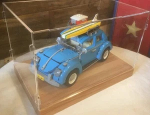 Deluxe Hardwood & Clear Acrylic Display Case for LEGO VW Beetle - Picture 1 of 4