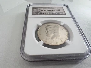 2004-S CLAD KENNEDY HALF DOLLAR  NGC PF70 ULTRA CAMEO PORTRAIT LABEL "TOP POP" - Picture 1 of 4