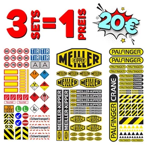3er Set 1:14 - 1:16 Aufkleber MEILLER PALFINGER WARN - RC Tamiya Wedico Decal - Bild 1 von 4