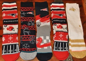 New England Patriots Stance crew socks MEN'S LARGE 9-13 NEW Christmas 5 pairs - Picture 1 of 4