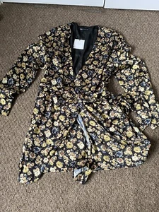 ZARA Floral Print Satin Silky V-neck Playsuit Dress Size XS Bnwt - Picture 1 of 3