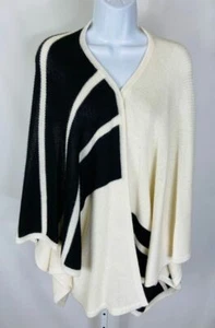 Brochu Walker Style PL814 Black White Color Block City Poncho Women’s One Size  - Picture 1 of 6