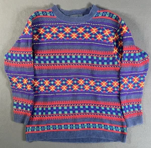 VTG Liz Wear Colorful Knit Color Block Sweater Sz Small USA Made Coogi Style - Picture 1 of 7