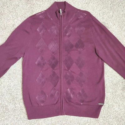 Мужская бордовая вязаная бархатная куртка Marc Ecko Argyle на молнии размер M - Изображение 1 из 4