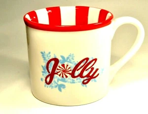 2007 Starbucks Christmas "Jolly" Red & White Peppermint Coffee Mug Cup 14 Ounce! - Picture 1 of 4