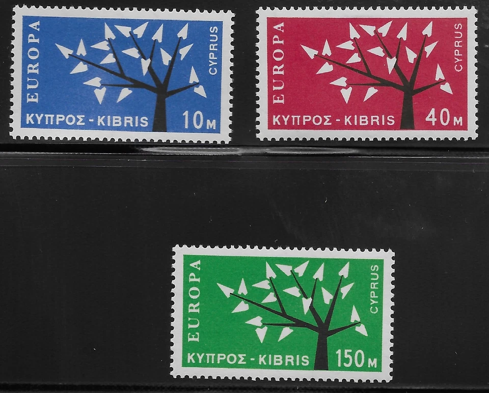 Cyprus Scott #219-21, Singles 1963 Complete Set FVF MH - Image 1 of 1
