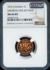 1972 Canada Small Cent 1C NGC MS66 RD MAC - Quality - Picture 1 of 2