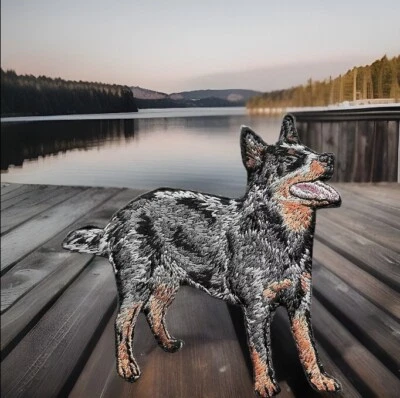 3 1/8" x 3 1/4" Black Australian Cattle Aussie Dog Breed Patch Hook Fastener - Image 1 of 4