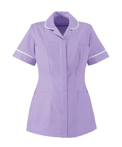 Túnica para damas lila con adornos blancos enfermeras hospital de atención médica dentista spa - Imagen 1 de 1