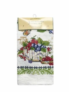 ALL PURPOSE 3 PC KITCHEN TOWEL SET 2 PRINTED POLYCOTTON 1 SOLID MICROFIBER (#10) - Picture 1 of 1