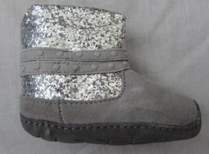 STRIDE RITE baby girls glittery silver gray suede booties boots crawl crib shoes - Picture 1 of 1