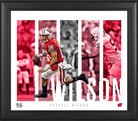 Russell Wilson Wisconsin Badgers Framed 15x17 Player Panel Collage Cover